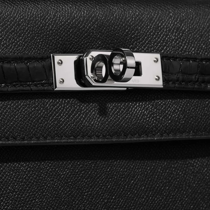 Hermès Replica Kelly Touch 25 Veau Madame/Niloticus Crocodile Black PHW - DLF - Image 7