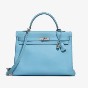 Hermès Replica Kelly Verso 35 Epsom Bleu Celeste/Colvert PHW - DLF