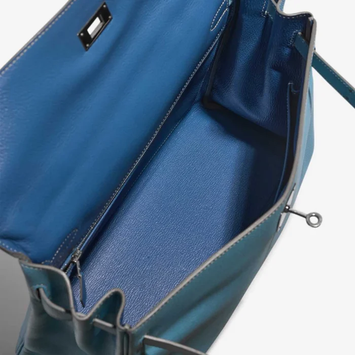 Hermès Replica Kelly Verso 35 Epsom Bleu Celeste/Colvert PHW - DLF - Image 5