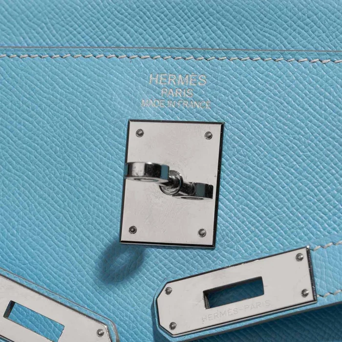 Hermès Replica Kelly Verso 35 Epsom Bleu Celeste/Colvert PHW - DLF - Image 6