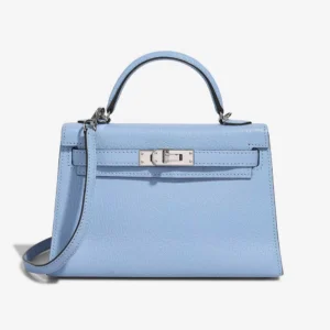 Hermès Replica Mini Kelly Chevre Mysore Bleu Celeste PHW - DLF