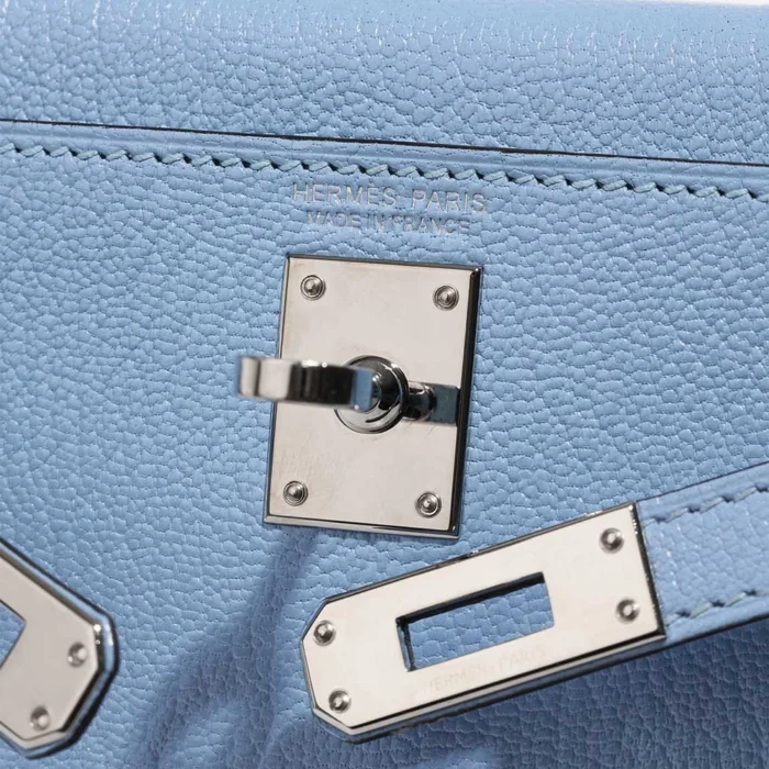 Hermès Replica Mini Kelly Chevre Mysore Bleu Celeste PHW - DLF - Image 6