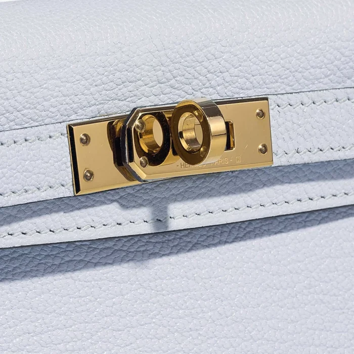 Hermès Replica Mini Kelly Chevre Mysore Blue Brume GHW - DLF - Image 7