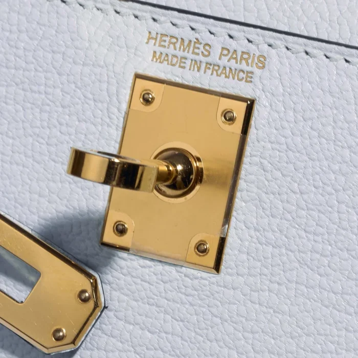 Hermès Replica Mini Kelly Chevre Mysore Blue Brume GHW - DLF - Image 6