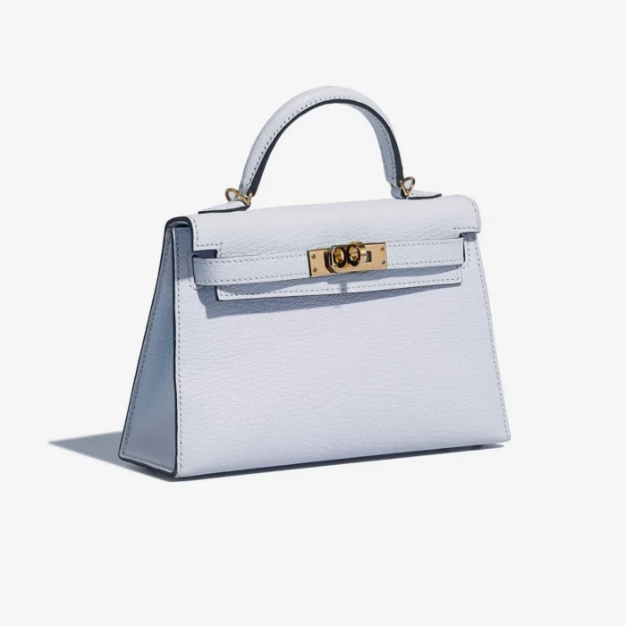 Hermès Replica Mini Kelly Chevre Mysore Blue Brume GHW - DLF - Image 4