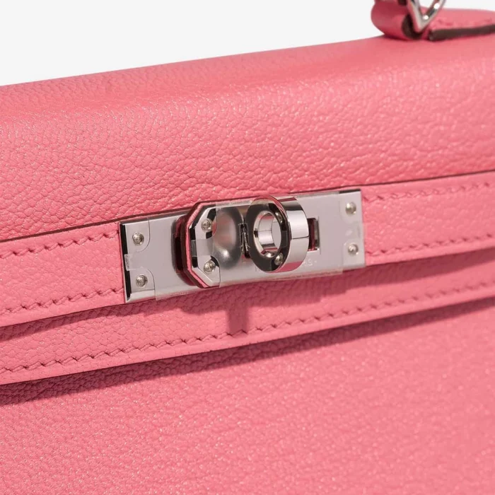 Hermès Replica Mini Kelly Chevre Mysore Rose d’Ete/Rouge Venitien PHW - DLF - Image 7