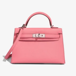 Hermès Replica Mini Kelly Chevre Mysore Rose d’Ete/Rouge Venitien PHW - DLF