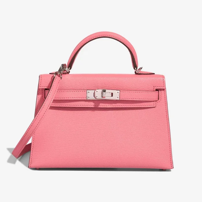 Hermès Replica Mini Kelly Chevre Mysore Rose d’Ete/Rouge Venitien PHW - DLF