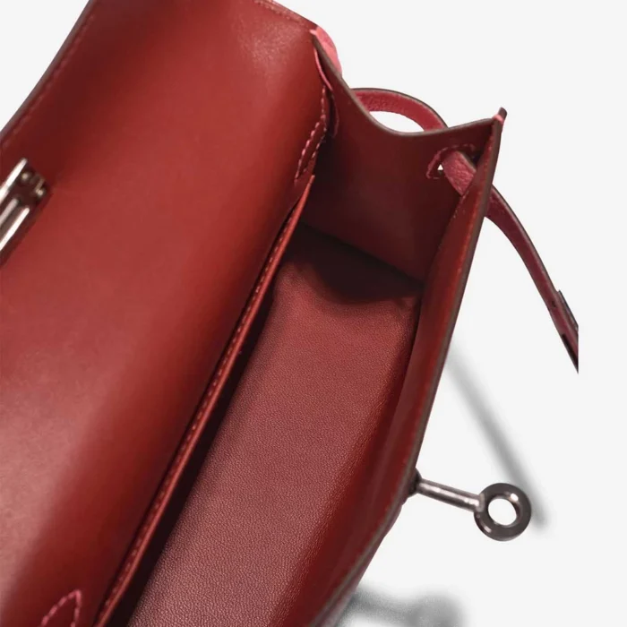 Hermès Replica Mini Kelly Chevre Mysore Rose d’Ete/Rouge Venitien PHW - DLF - Image 5