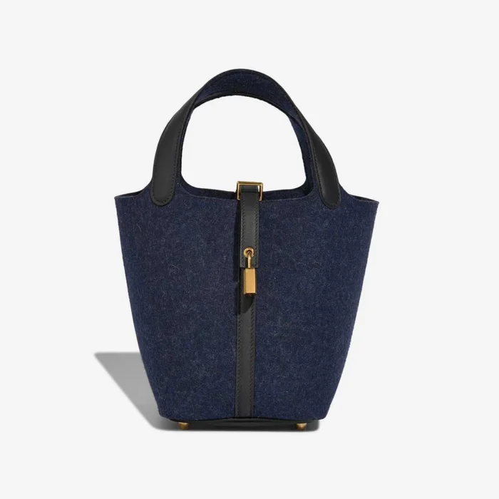 Hermès Replica Picotin 18 Swift/Feutre Wool Bleu Nuit/Caban GHW - DLF
