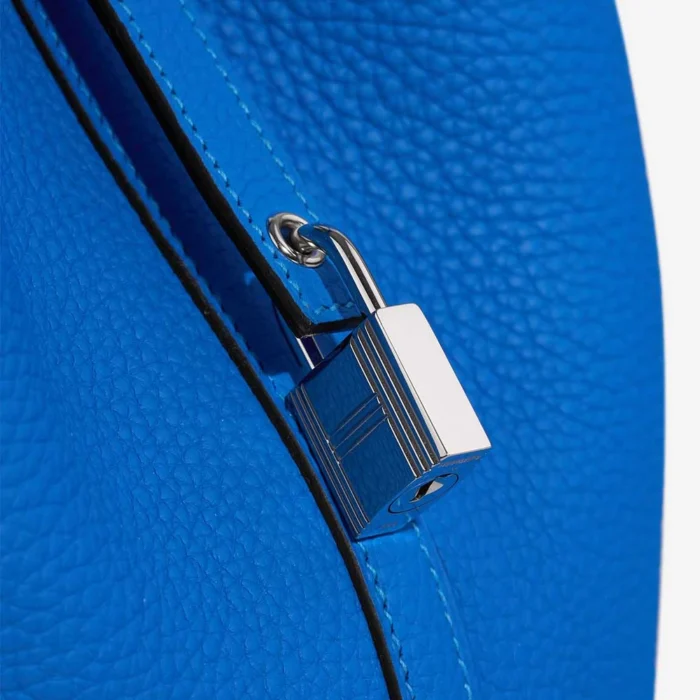 Hermès Replica Picotin 22 Taurillon Clemence Bleu Hydra PHW - DLF - Image 6