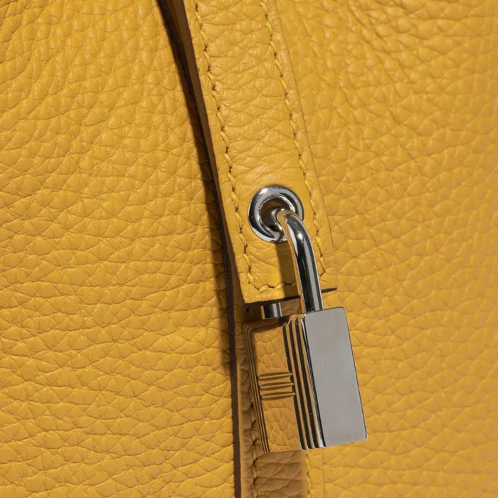 Hermès Replica Picotin Eclat 18 Taurillon Clemence Jaune Ambre/Celeste PHW - DLF - Image 6