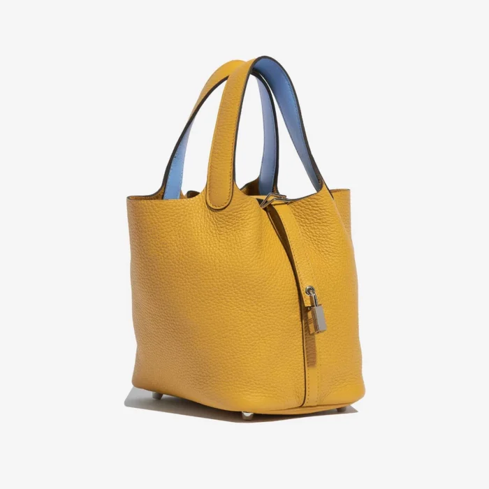 Hermès Replica Picotin Eclat 18 Taurillon Clemence Jaune Ambre/Celeste PHW - DLF - Image 5