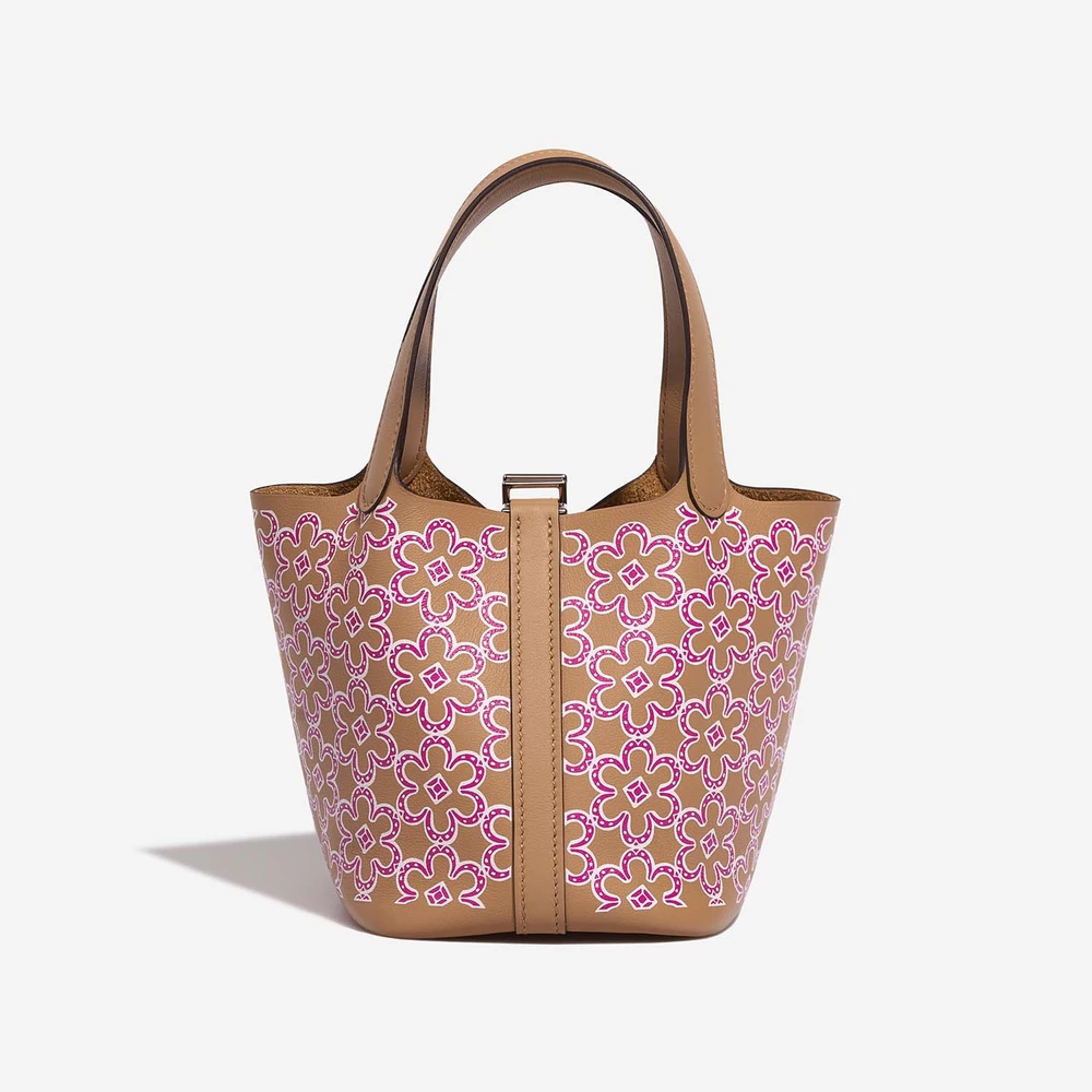 Hermès Replica Picotin Micro Lucky Daisy Swift Chai/Rose/White PHW – DLF