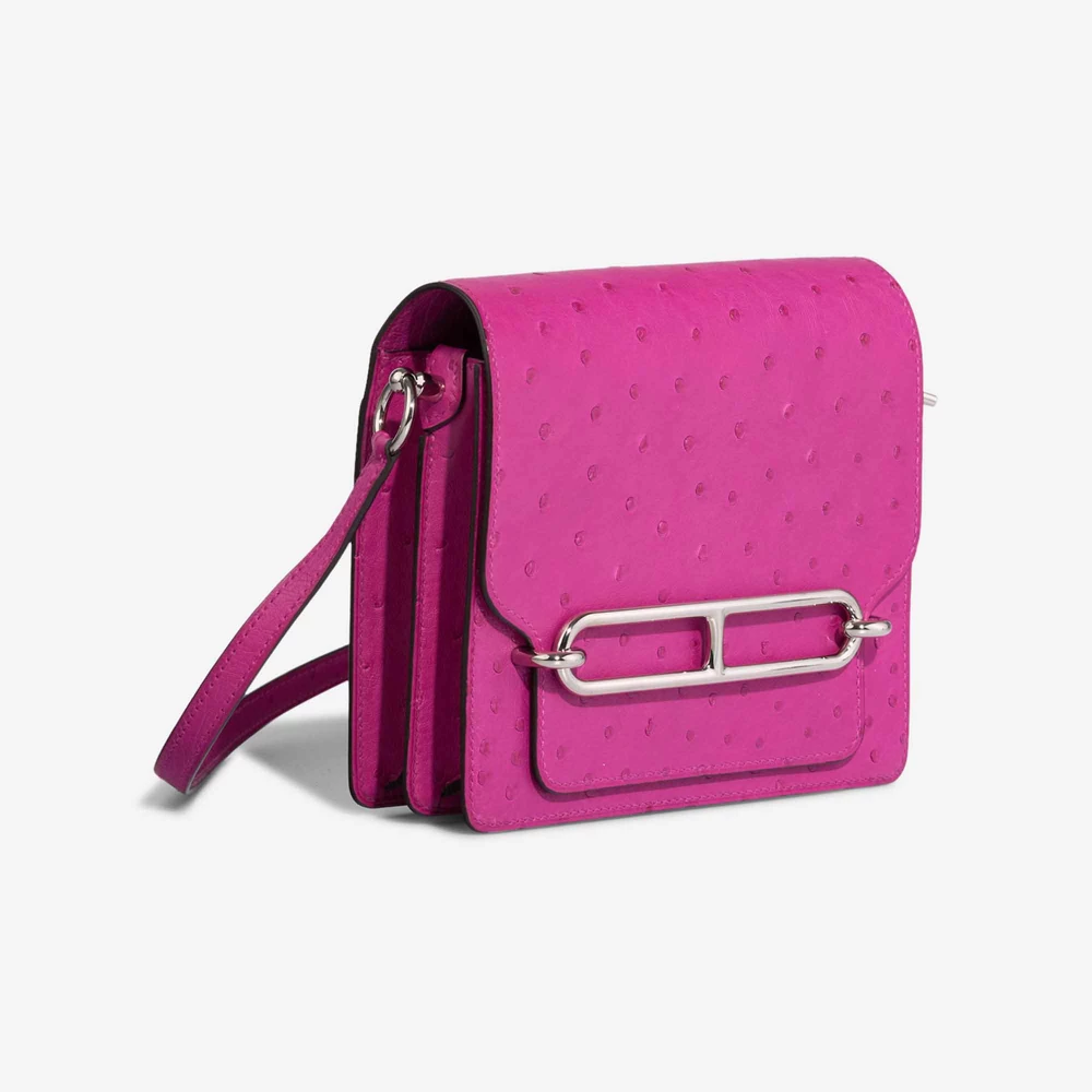 Hermès Replica Roulis 18 Ostrich Rose Pourpre PHW - DLF - Image 7