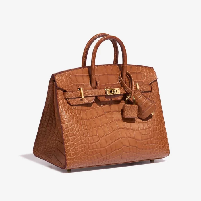 High-End Hermès Inspired Birkin 20 Alligator Mississippiensis Gold GHW - Direct Luxury Fashion - Image 4