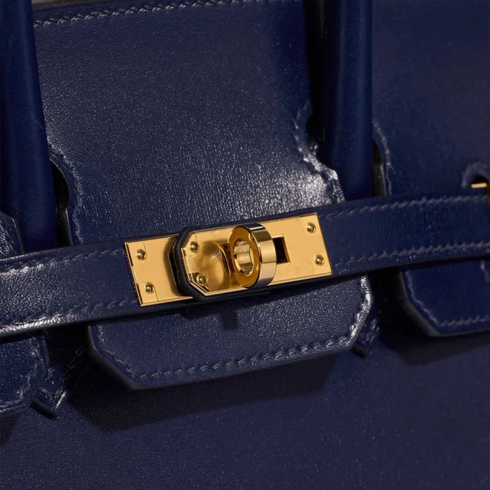 High-End Hermès Inspired Birkin 25 Box Bleu Saphir GHW - Direct Luxury Fashion - Image 7