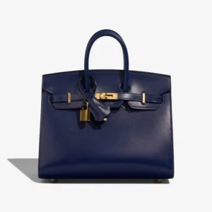 High-End Hermès Inspired Birkin 25 Box Bleu Saphir GHW - Direct Luxury Fashion