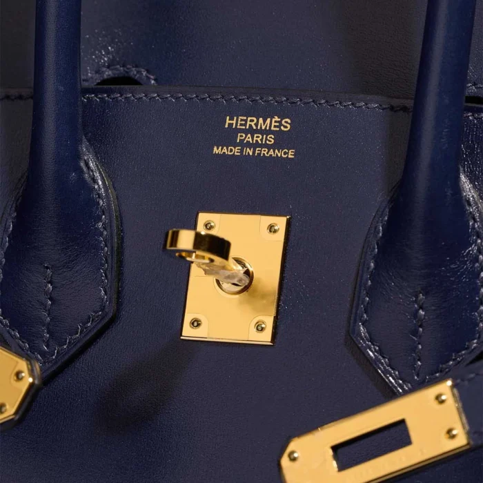 High-End Hermès Inspired Birkin 25 Box Bleu Saphir GHW - Direct Luxury Fashion - Image 6