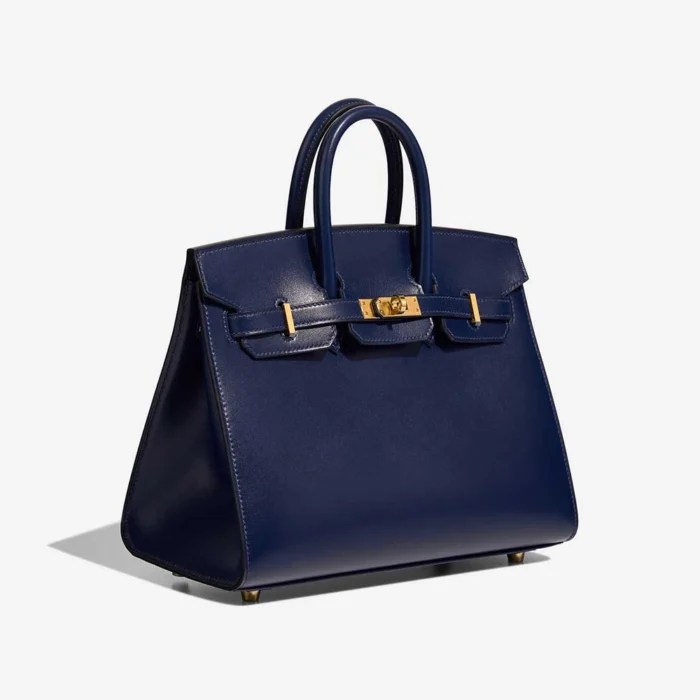 High-End Hermès Inspired Birkin 25 Box Bleu Saphir GHW - Direct Luxury Fashion - Image 4