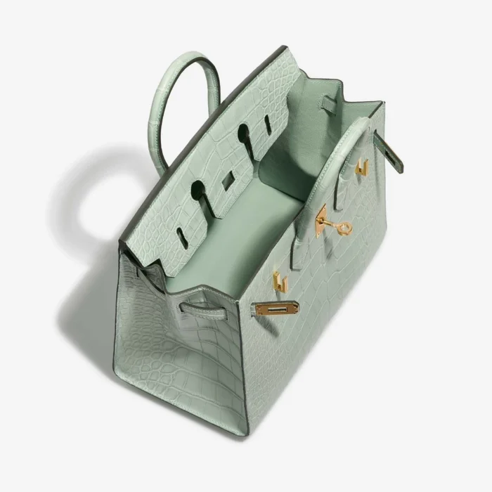 High-End Hermès Inspired Birkin 25 Matte Alligator Vert d’Eau GHW - Direct Luxury Fashion - Image 5