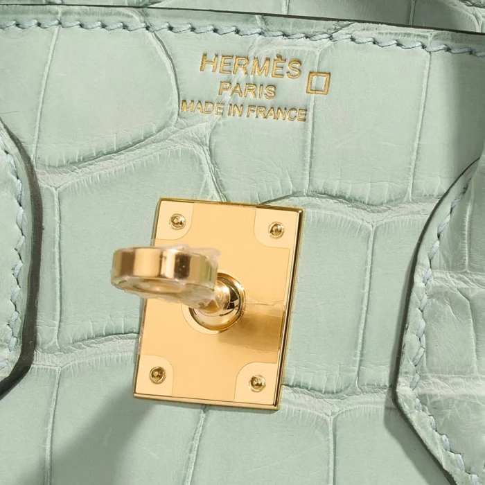 High-End Hermès Inspired Birkin 25 Matte Alligator Vert d’Eau GHW - Direct Luxury Fashion - Image 6