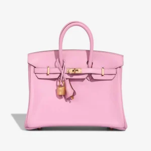 High-End Hermès Inspired Birkin 25 Swift Mauve Sylvestre GHW - Direct Luxury Fashion