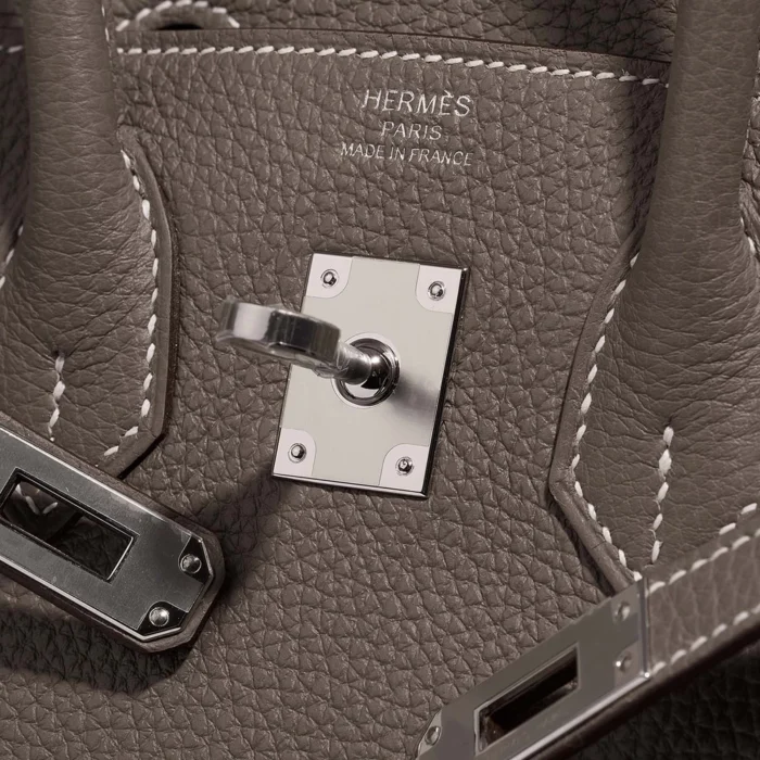 High-End Hermès Inspired Birkin 25 Togo Etoupe PHW - Direct Luxury Fashion - Image 6