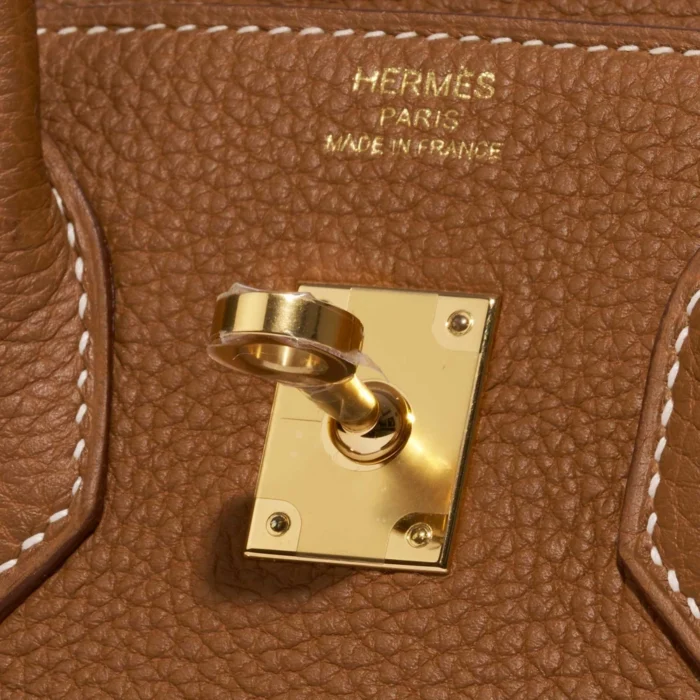 High-End Hermès Inspired Birkin 25 Togo Gold GHW - Direct Luxury Fashion - Image 6