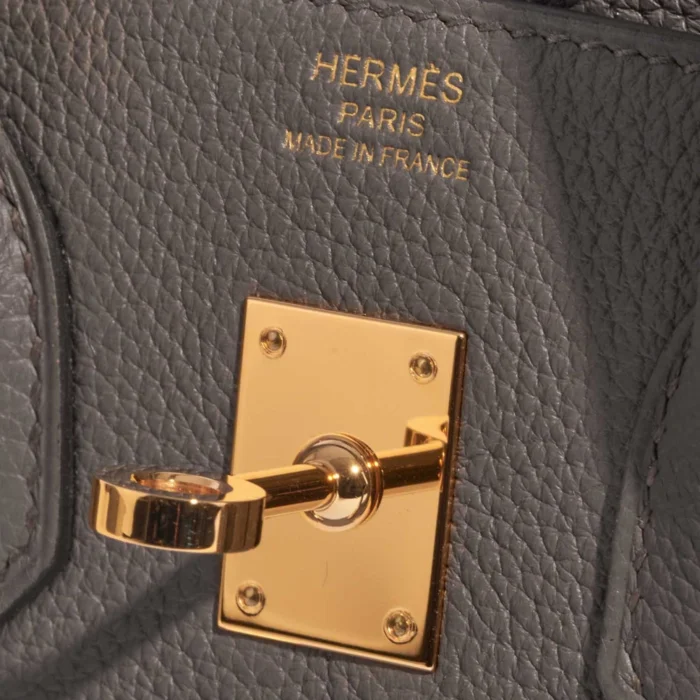 High-End Hermès Inspired Birkin 25 Togo Gris Etain GHW - Direct Luxury Fashion - Image 5