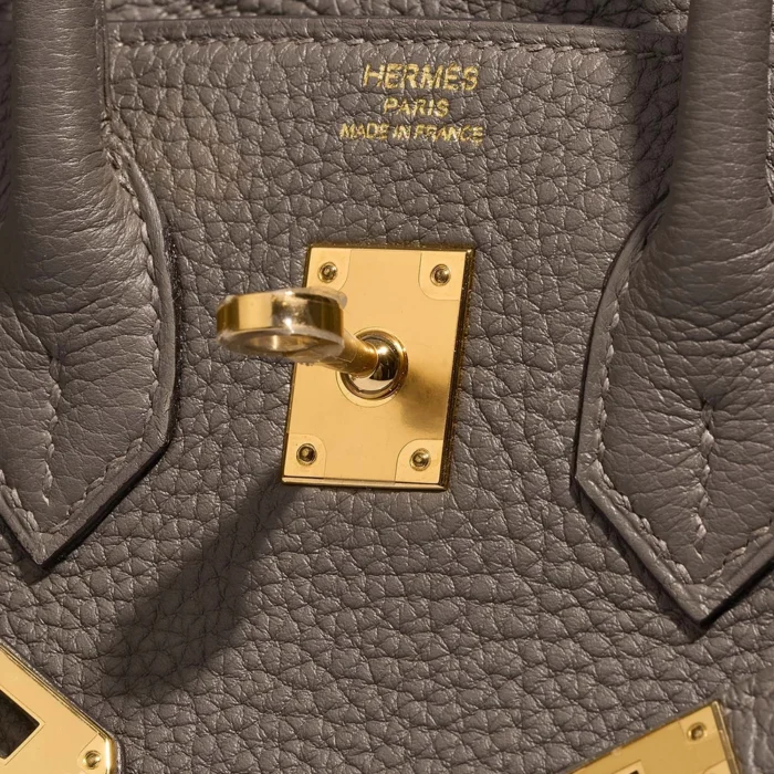 High-End Hermès Inspired Birkin 25 Togo Gris Meyer GHW - Direct Luxury Fashion - Image 6