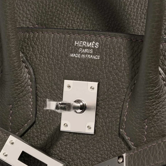 High-End Hermès Inspired Birkin 25 Togo Vert de Gris PHW - Direct Luxury Fashion - Image 6
