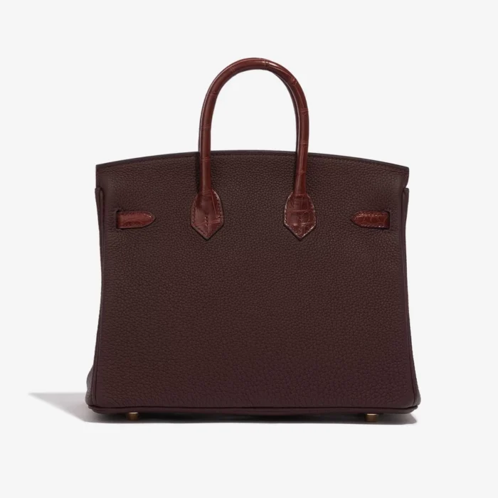 High-End Hermès Inspired Birkin 25 Touch Matte Alligator/Togo Rouge Sellier/Bourgogne GHW - Direct Luxury Fashion - Image 2