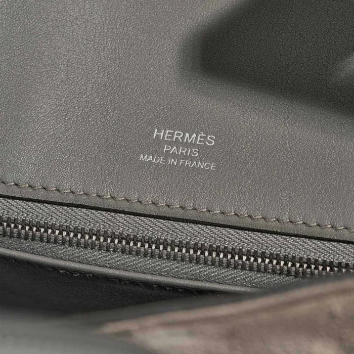 High-End Hermès Inspired Birkin 25 Veau Grizzly/Swift Gris Meyer/Gris Caillou PHW - Direct Luxury Fashion - Image 5