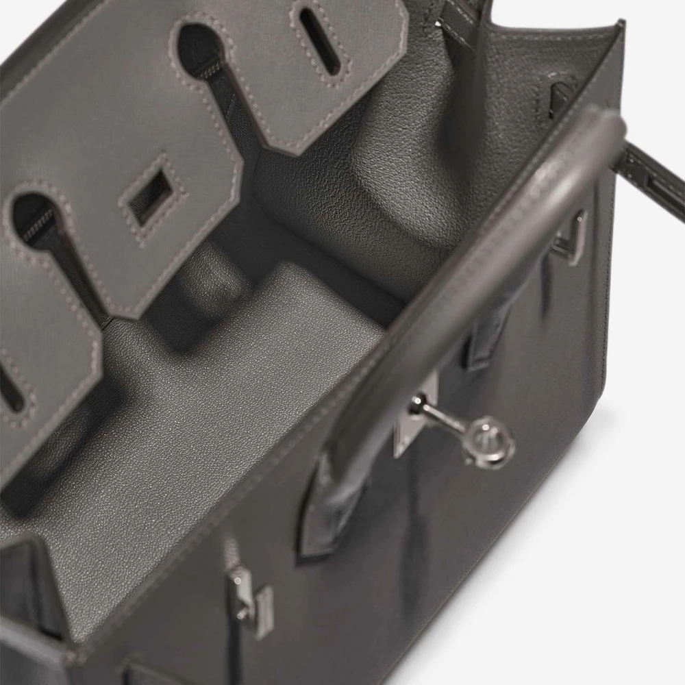 High-End Hermès Inspired Birkin 25 Veau Madame Gris Meyer PHW - Direct Luxury Fashion - Image 5