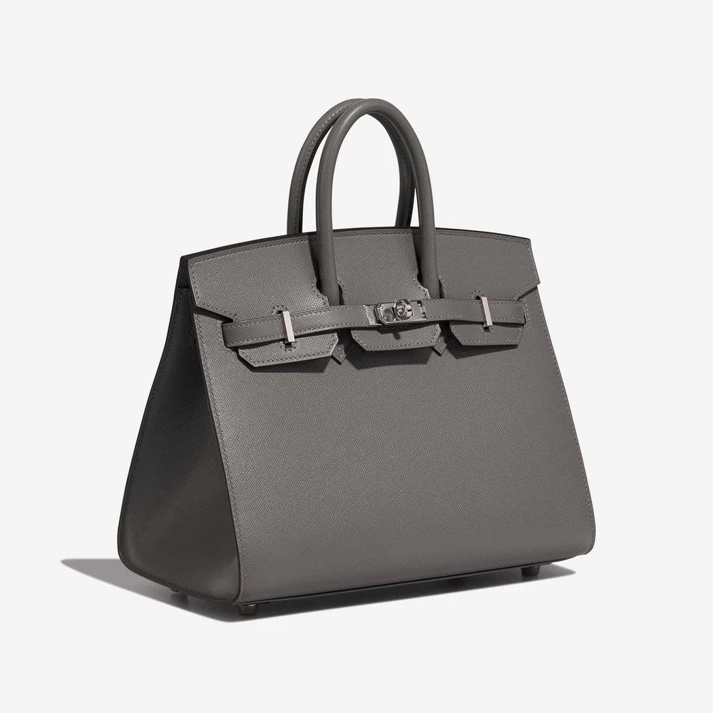 High-End Hermès Inspired Birkin 25 Veau Madame Gris Meyer PHW - Direct Luxury Fashion - Image 4