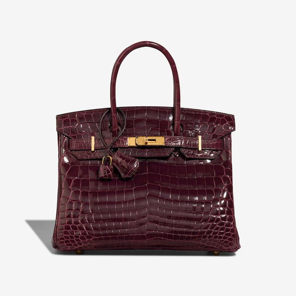 High-End Hermès Inspired Birkin 30 Alligator Mississippiensis Bordeaux GHW - Direct Luxury Fashion