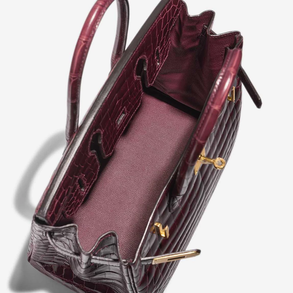 High-End Hermès Inspired Birkin 30 Alligator Mississippiensis Bordeaux GHW - Direct Luxury Fashion - Image 5
