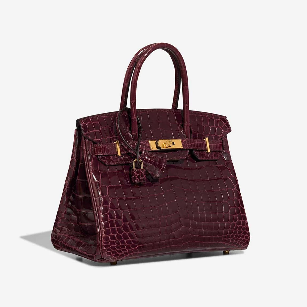 High-End Hermès Inspired Birkin 30 Alligator Mississippiensis Bordeaux GHW - Direct Luxury Fashion - Image 4