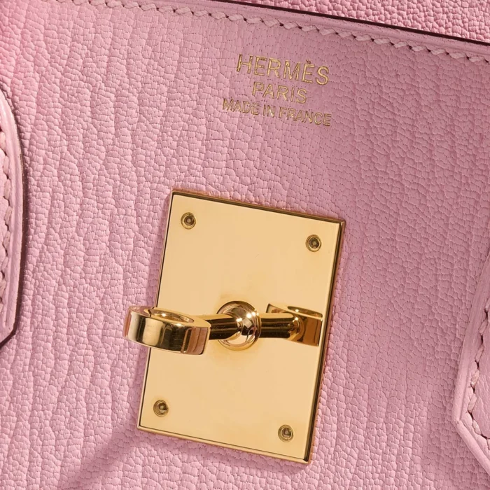 High-End Hermès Inspired Birkin 30 Chèvre Mysore Rose Sakura GHW - Direct Luxury Fashion - Image 5