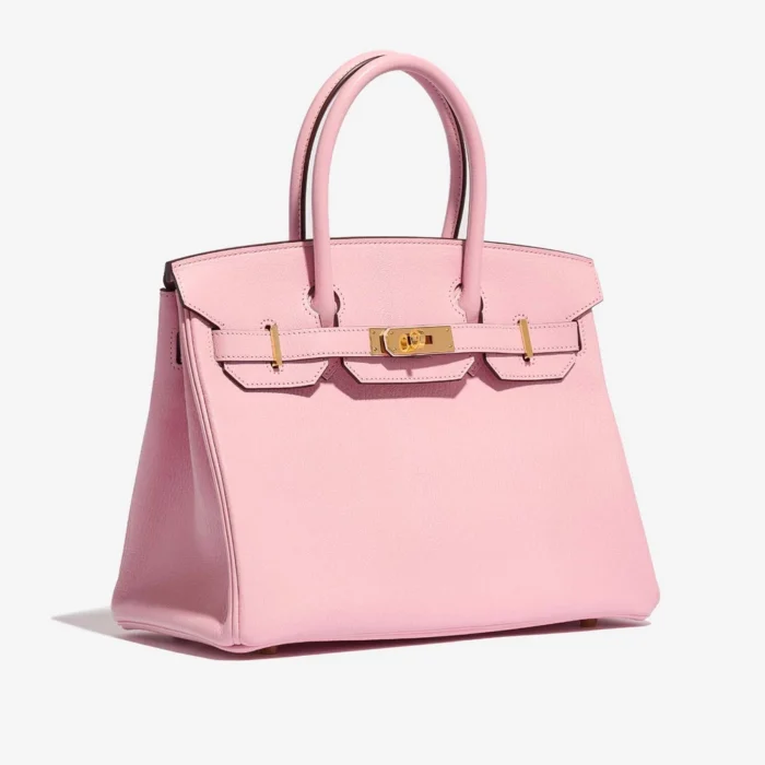 High-End Hermès Inspired Birkin 30 Chèvre Mysore Rose Sakura GHW - Direct Luxury Fashion - Image 4