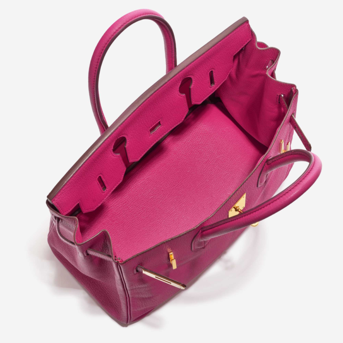 High-End Hermès Inspired Birkin 30 Chèvre Mysore Rose Shocking GHW - Direct Luxury Fashion - Image 5