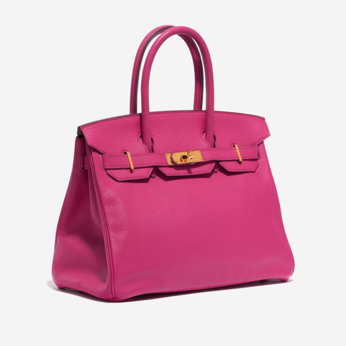 High-End Hermès Inspired Birkin 30 Chèvre Mysore Rose Shocking GHW - Direct Luxury Fashion - Image 4