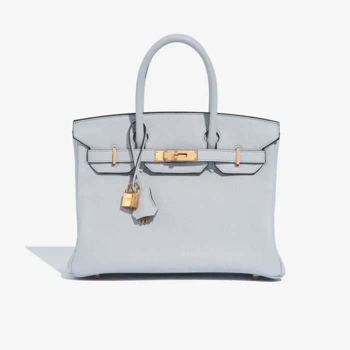 High-End Hermès Inspired Birkin 30 Clemence Blue Pale GHW | DLF