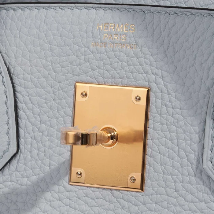 High-End Hermès Inspired Birkin 30 Clemence Blue Pale GHW - Direct Luxury Fashion - Image 6