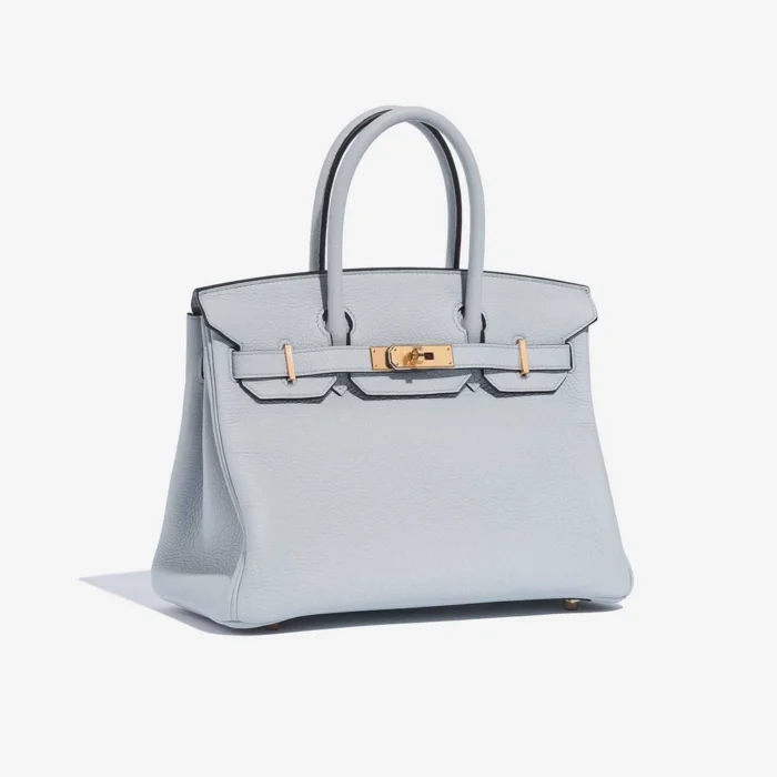 High-End Hermès Inspired Birkin 30 Clemence Blue Pale GHW - Direct Luxury Fashion - Image 4