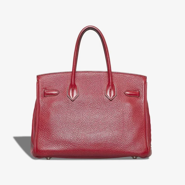 High-End Hermès Inspired Birkin 30 Clemence Rouge Garance PHW - Direct Luxury Fashion - Image 2