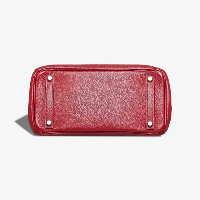 High-End Hermès Inspired Birkin 30 Clemence Rouge Garance PHW - Direct Luxury Fashion - Image 3