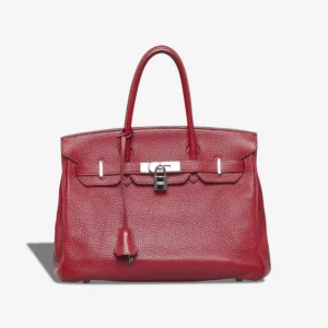 High-End Hermès Inspired Birkin 30 Clemence Rouge Garance PHW - Direct Luxury Fashion