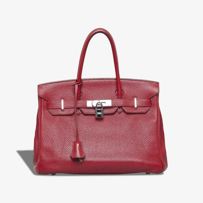 High-End Hermès Inspired Birkin 30 Clemence Rouge Garance PHW - Direct Luxury Fashion